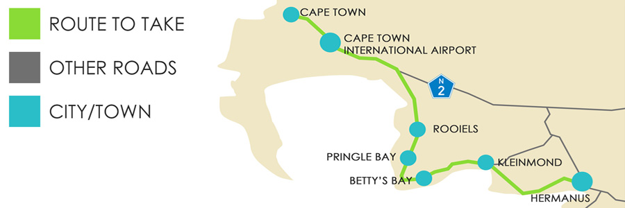 Coastal Map to Hermanus